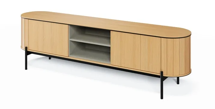 Zaokrąglona szafka RTV Rotto RT-06 200cm dąb vincenza/eukaliptus