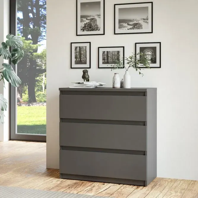 Komoda z 3 szufladami CHELSEA 77 cm Uni Wolfram szary - CHLK23-U27S