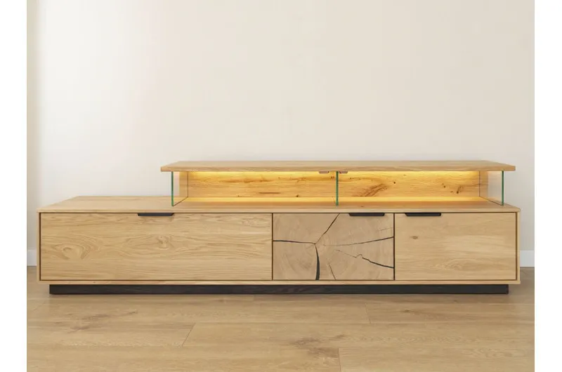 Szafka RTV dębowa wisząca plaster drewna TIRANO Dąb olejowany - ZITIR04H