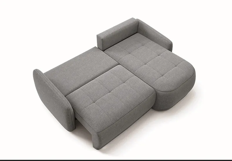 Narożnik rozkładany pikowany KRABI NEVE 240 cm L/P z pojemnikiem szary - KRABI_NA_NEVE90