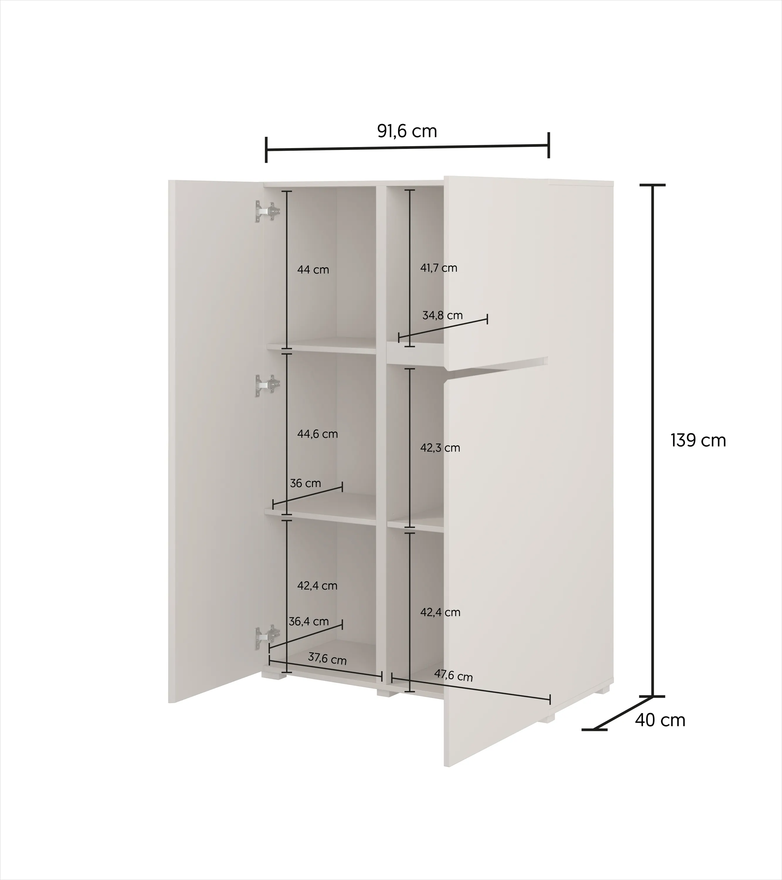 image szafka, szafka stojąca, szafka z półkami, meble drewniane, biała