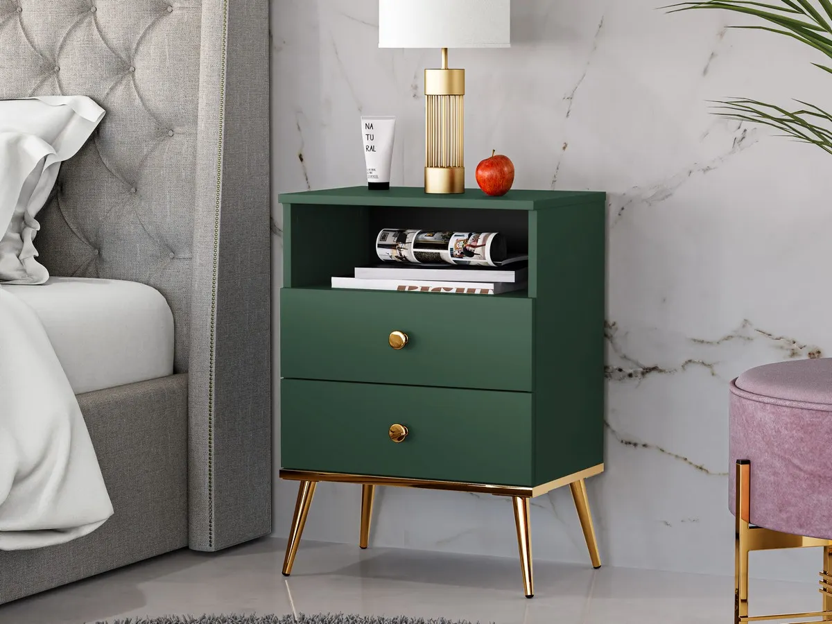 Szafka nocna z 2 szufladami FOREST 10 labrador, złoty - 1FORE10-001
