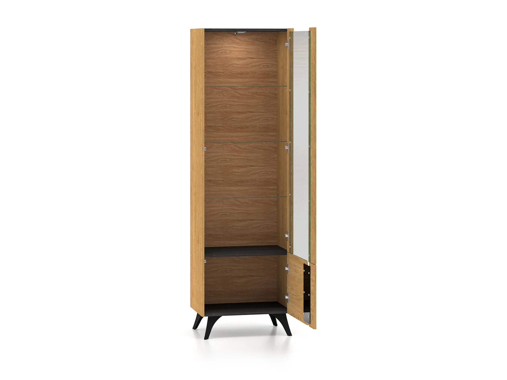 Witryna 1-drzwiowa TOSCANIA 02 prawa dąb baltic dune jesion prestige czarny - 1TOSC02P-001