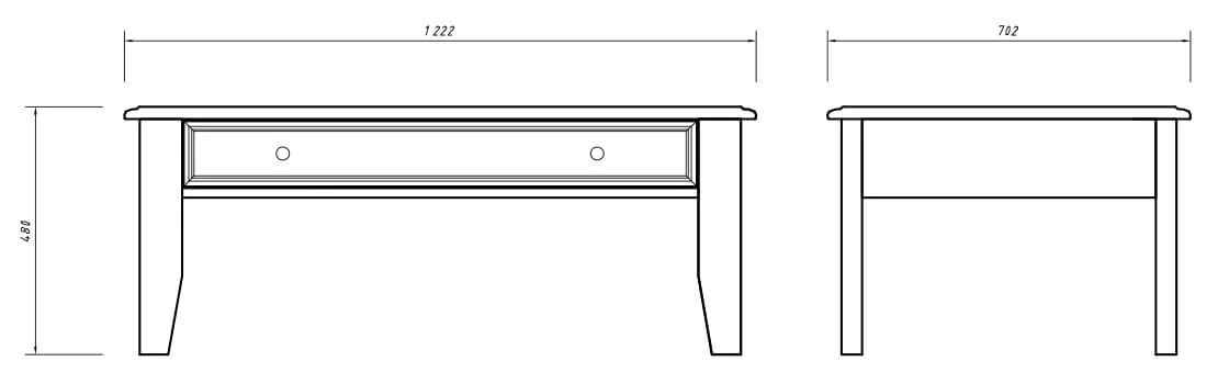 Stolik kawowy BELLUNO ELEGANTE z szufladą - biały,orzech 71x122 cm - PL006B/O