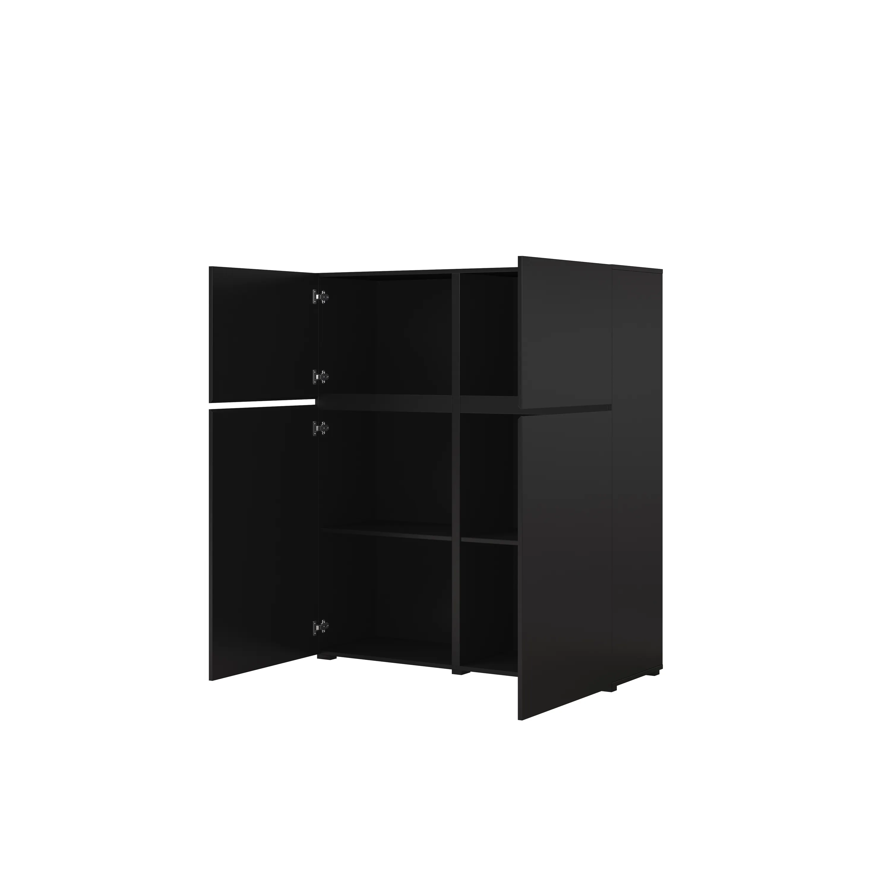 szafka, czarna, szafka stojąca, korpusowa, szafka z półkami