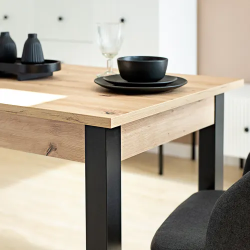 Stół rozkładany NEO 70x120(160) dąb wotan czarny - INT_5001143