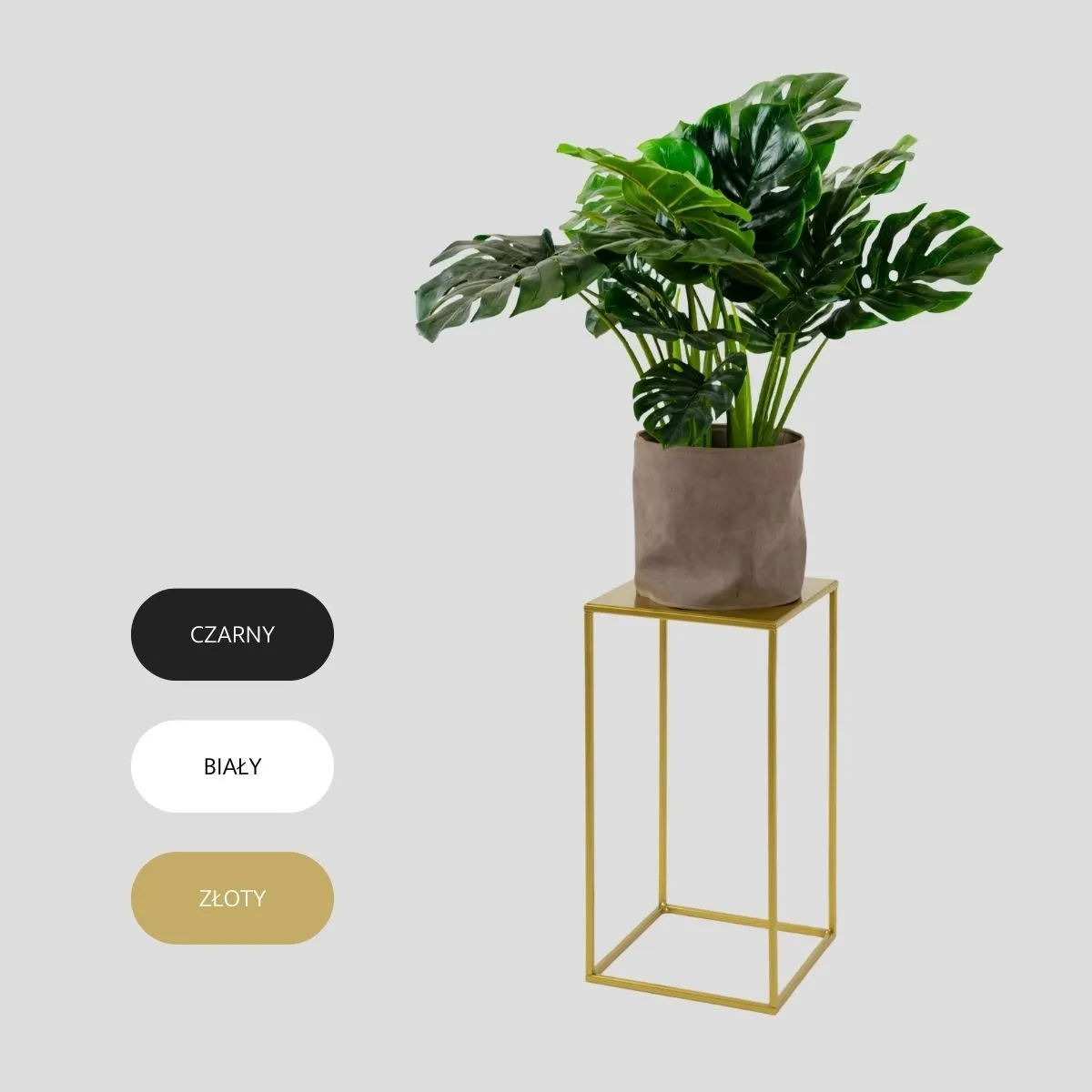 Kwietnik stojący metal drewno BREST S złoty - LD_TZ000160