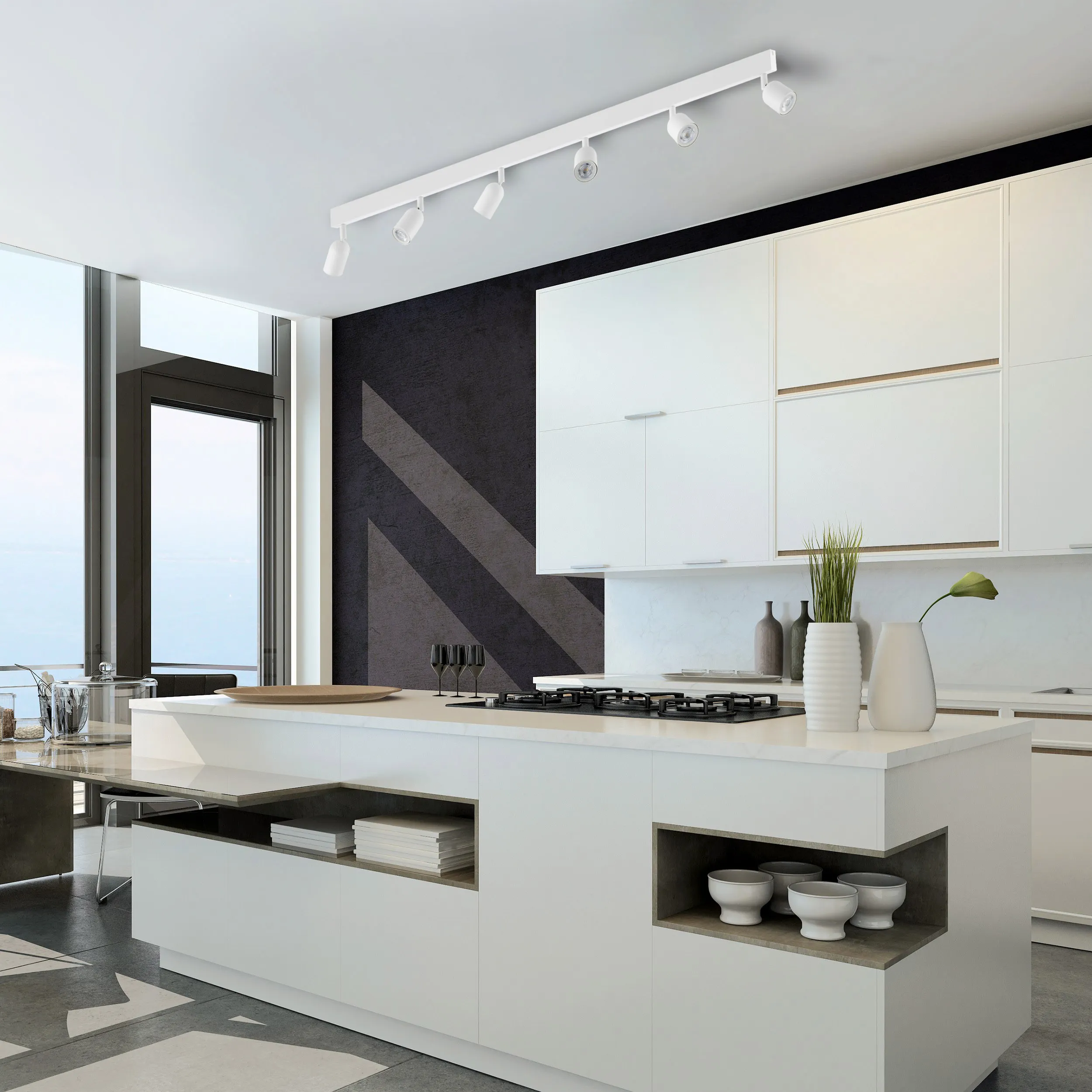 Lampa sufitowa TOP biała na metalowej listwie regulowana 127x18x16cm - TK_1026