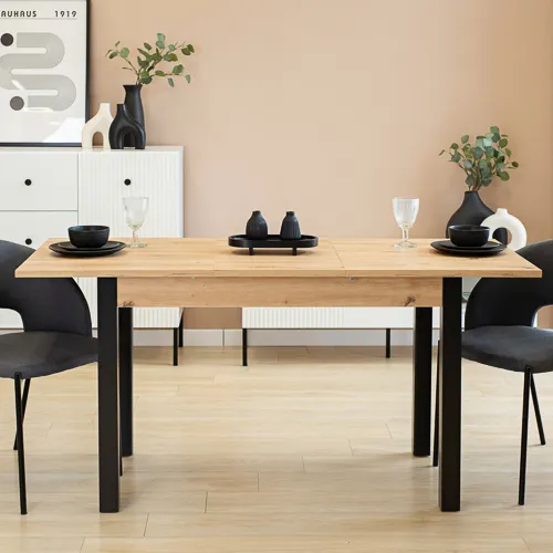 Stół rozkładany NEO 70x120(160) dąb wotan czarny - INT_5001143