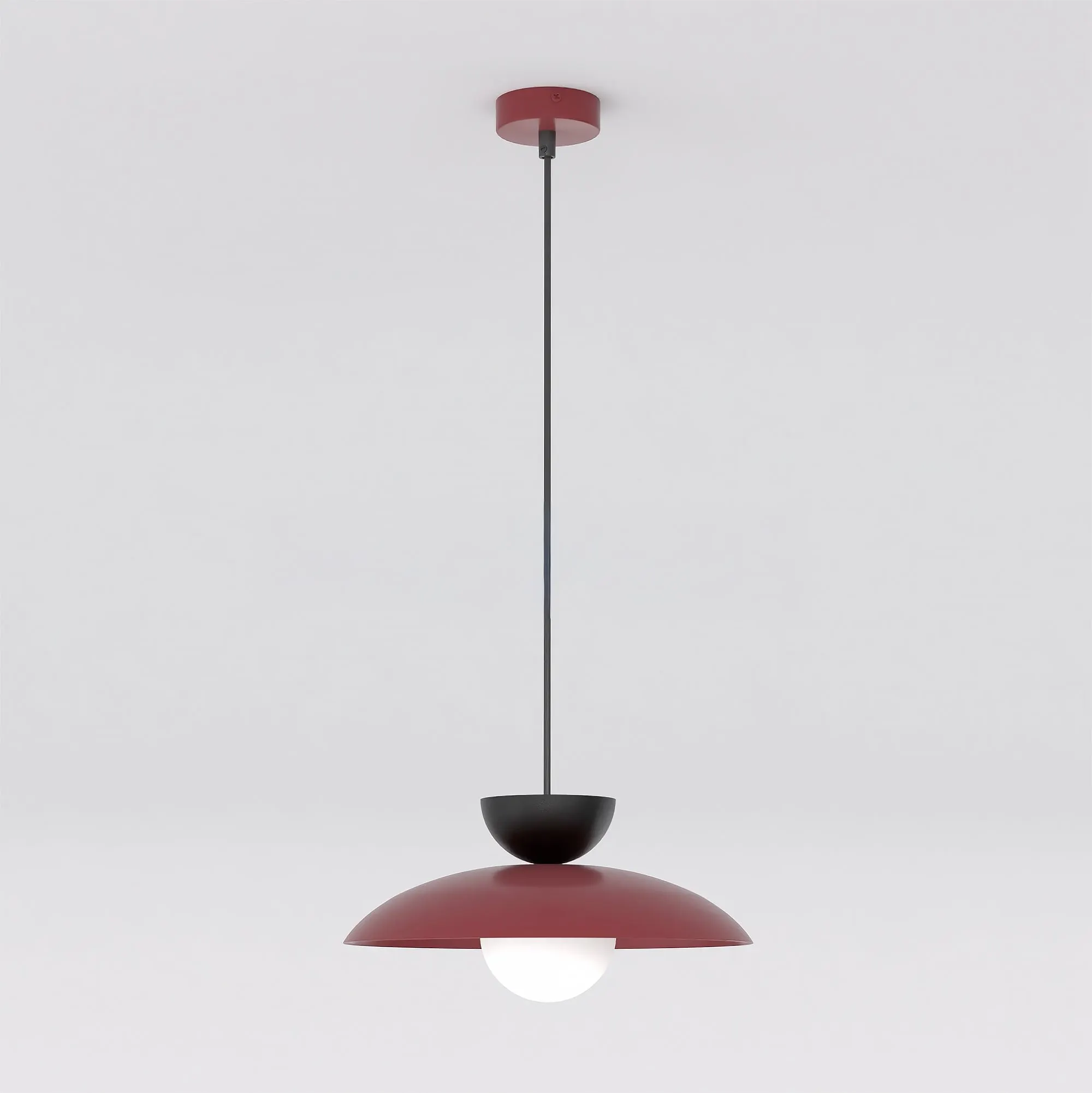 image lampa wisząca, pendant lamp, czerwona lampa, metalowa lampa, konstrukcja wisząca