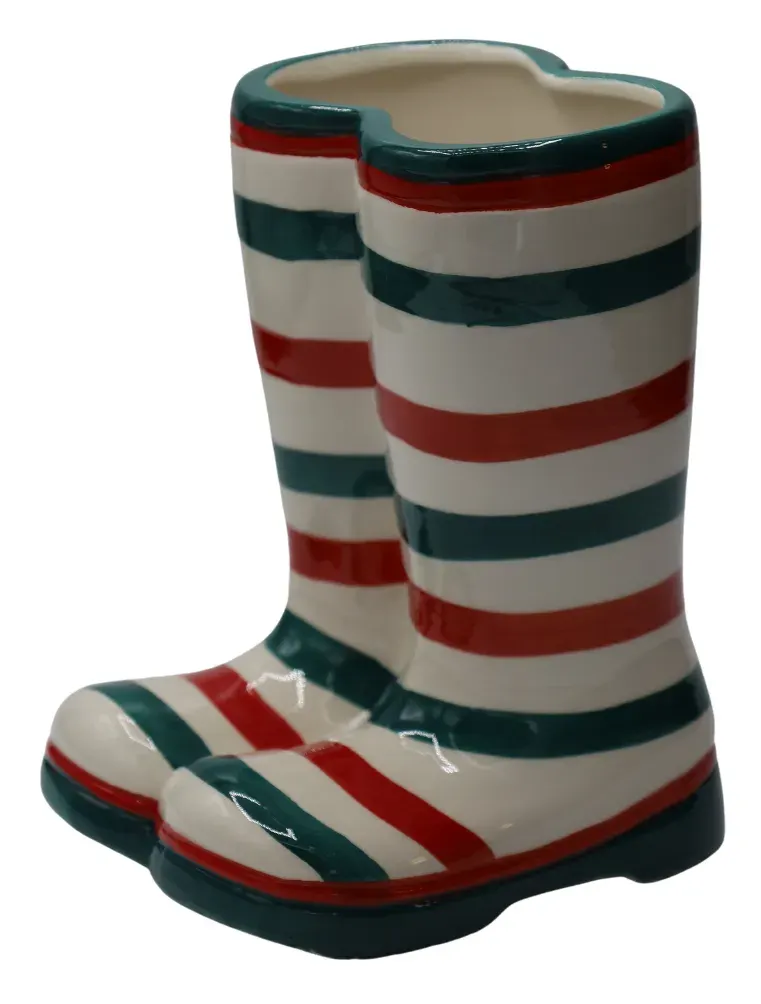 Osłonka ceramiczna BUTY W PASKI 15x21 wielokolorowa