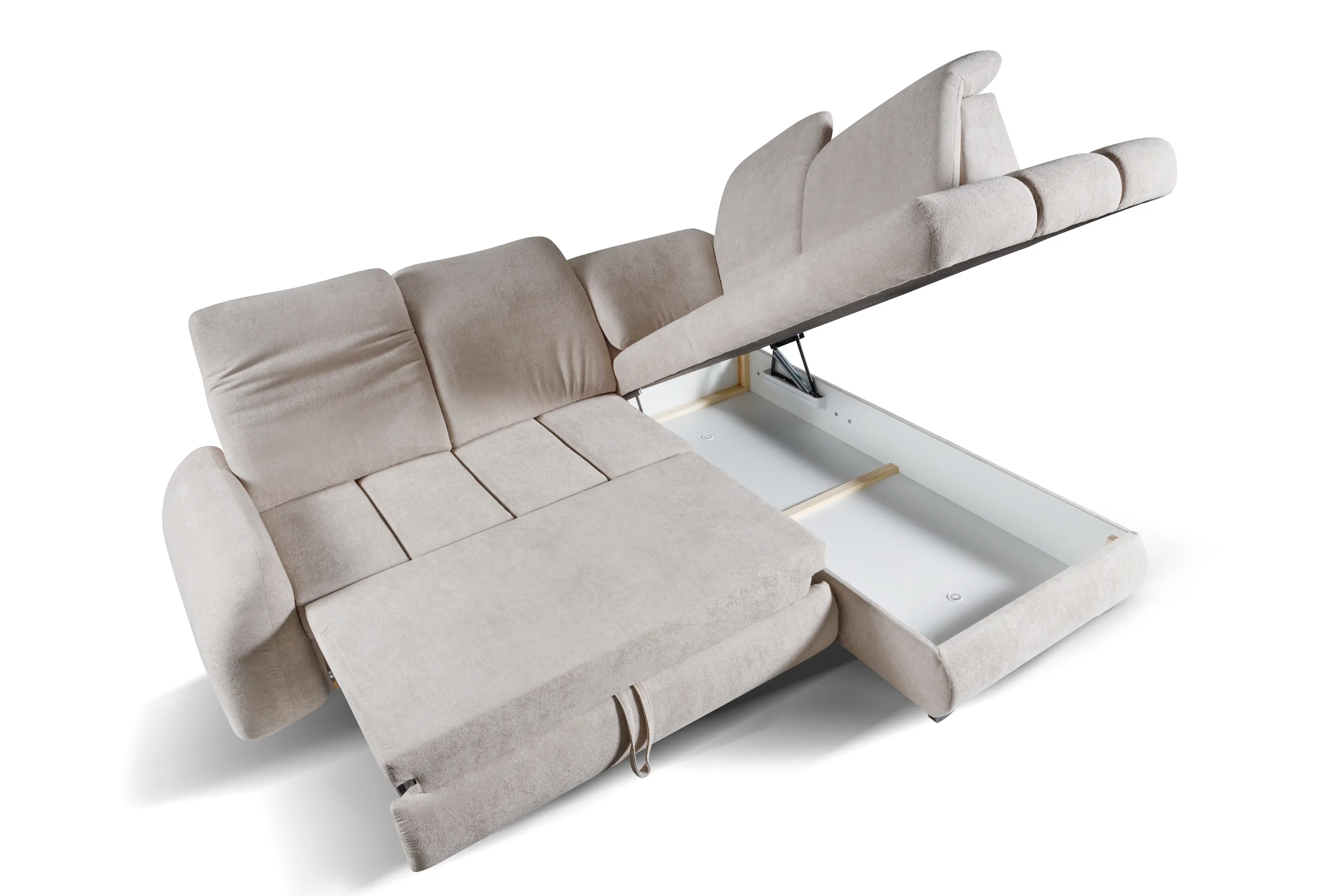 Narożnik prawostronny ONNY z ruchomymi zagłówkami Gerra 15 - szarobeżowy - ONNY_NA_GERRA15_P