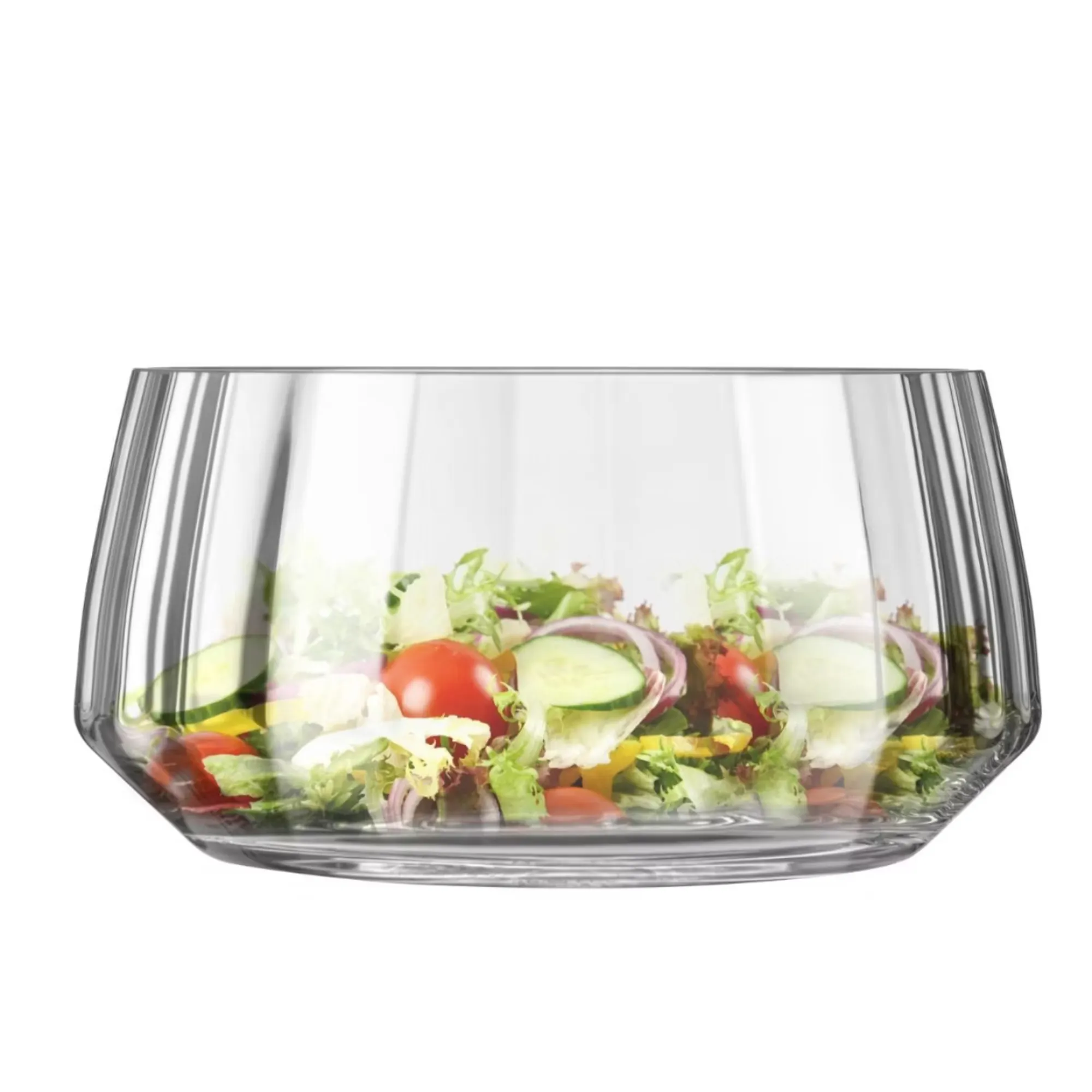 salatowa miska, miska ze szkła, sałatka i warzywa, przezroczysta miska, akcesoria kuchenne