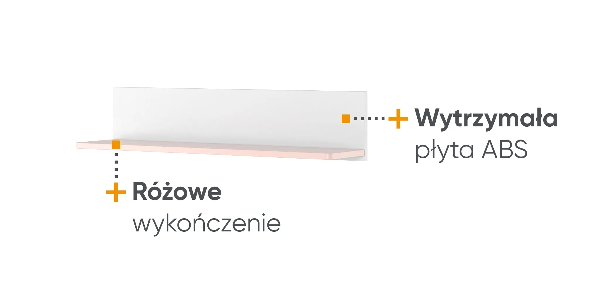 Półka wisząca LUNA LN-14 biało-różowa - LN14BR