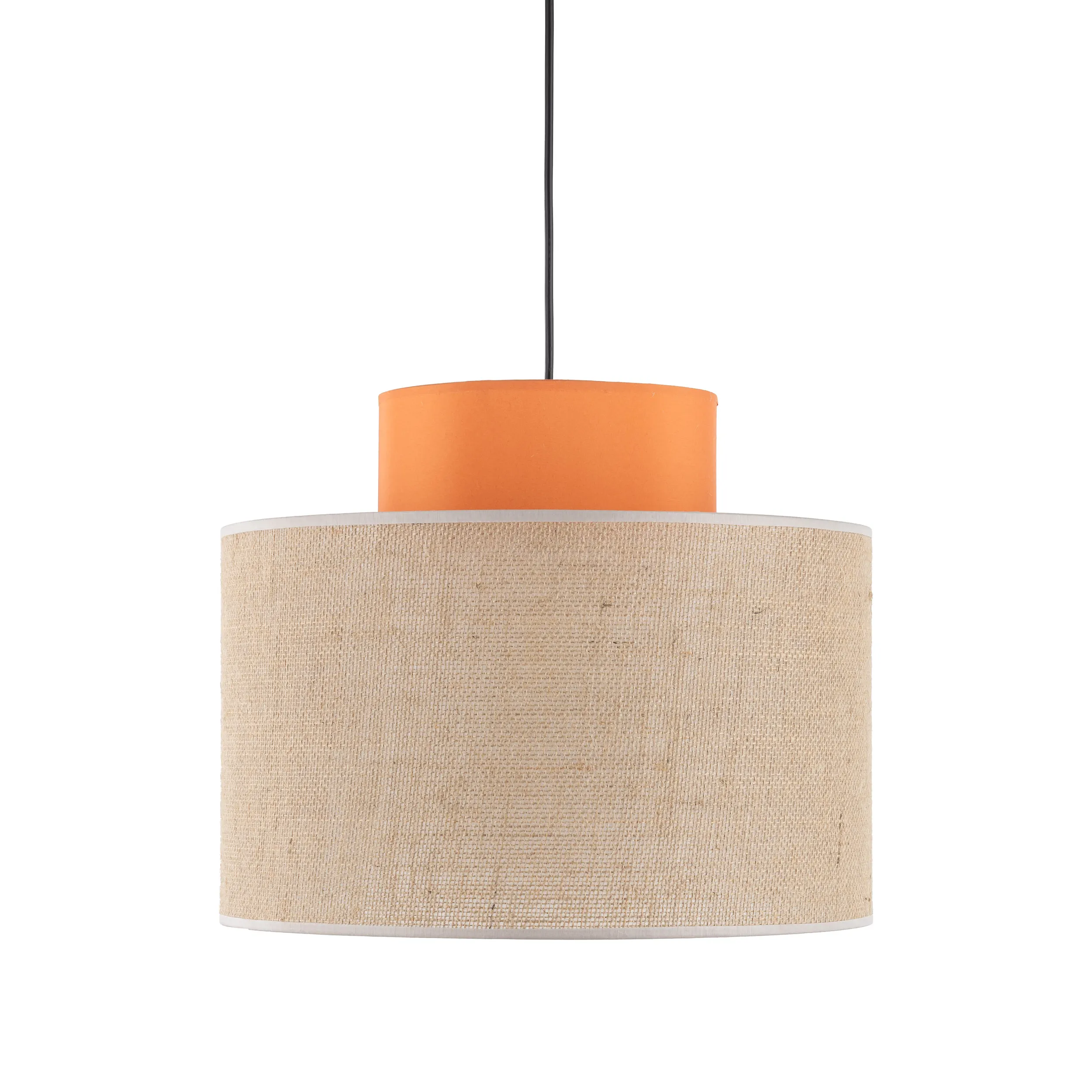 Lampa wisząca JUTA DUO czarna pomarańczowa z brązowym kloszem z tkaniny 170x38cm - TK_3227