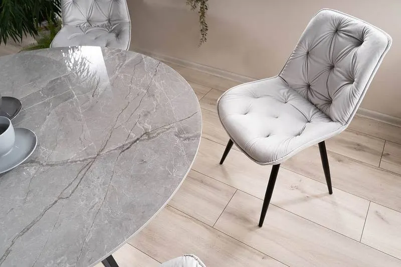 Stół okrągły MURANO Szary Efekt Marmuru/Czarny Mat/120x120 Signal - MURANOSZCFI120