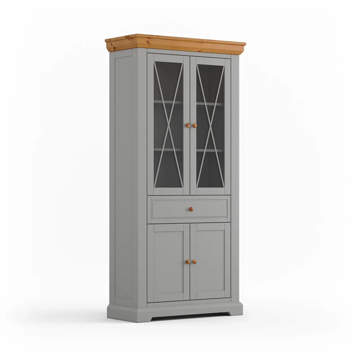Witryna drewniana 4-drzwiowa z szufladą MARONE ELITE popielaty