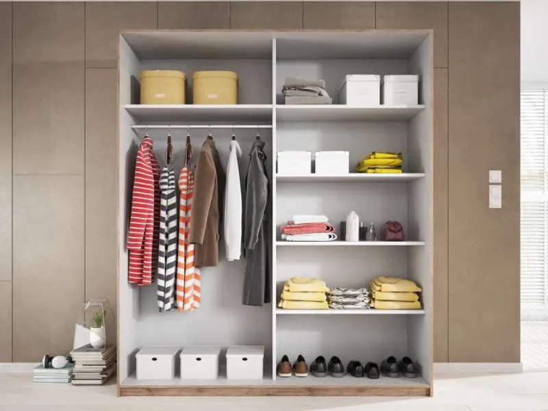 Szafa GALAXY przesuwna 2-drzwiowa dąb beaufort biała 220x210x61cm - 2493EA18