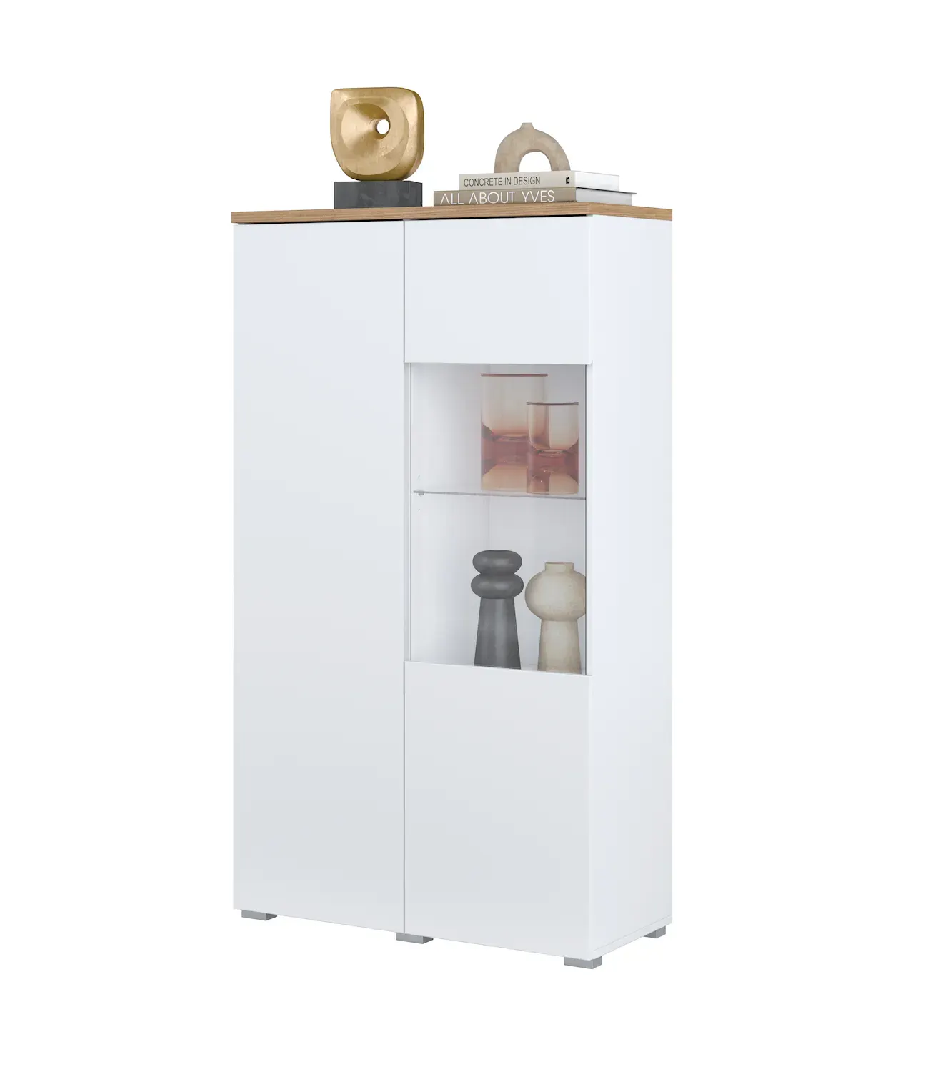 Witryna niska 2-drzwiowa MODO biały dąb mauvella - 247VOJ44