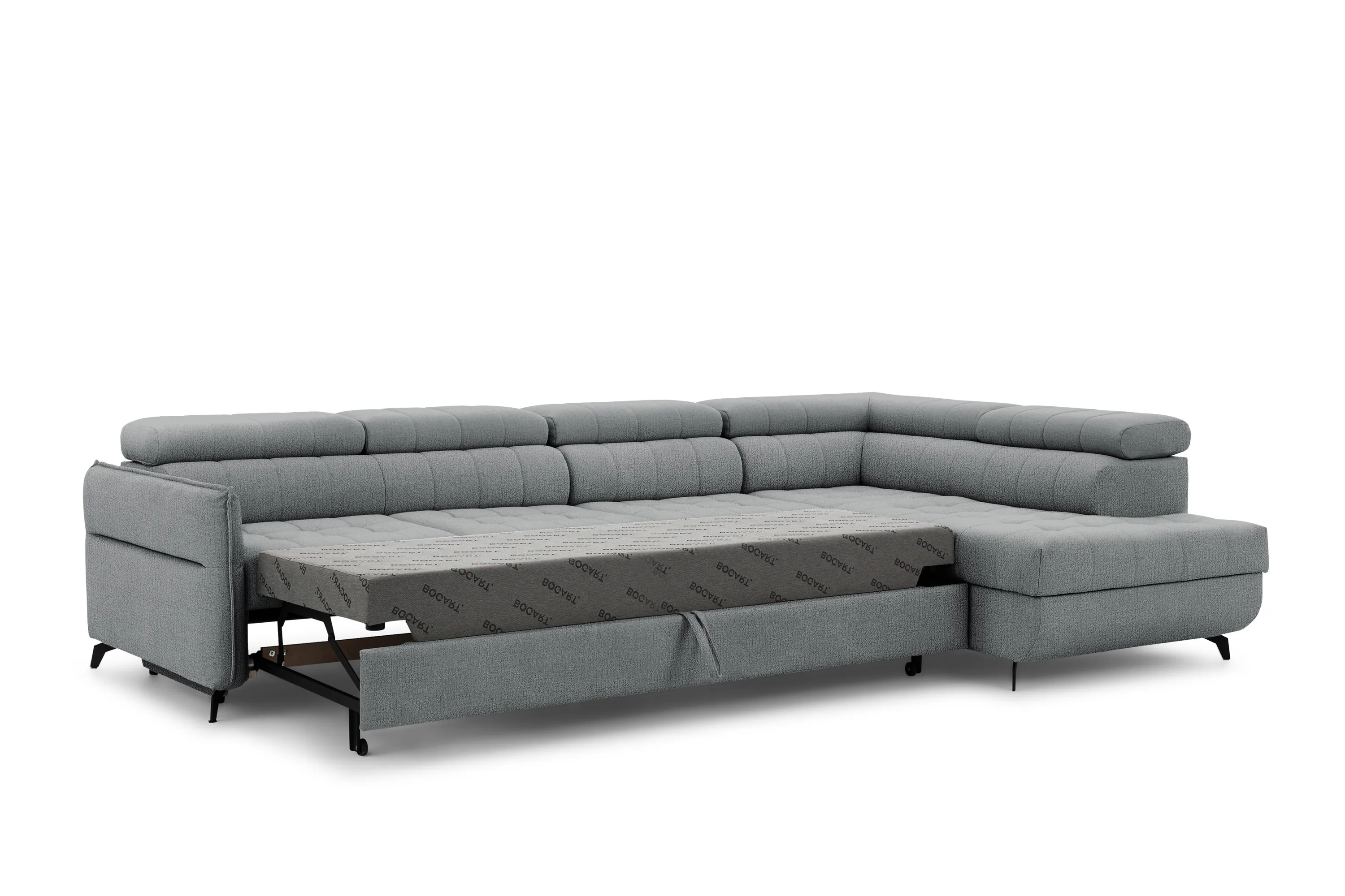 Narożnik prawostronny ELARIAS MAXI regulacja zagłówka i podłokietników tkanina Perfect harmony 85 szary - B_168606