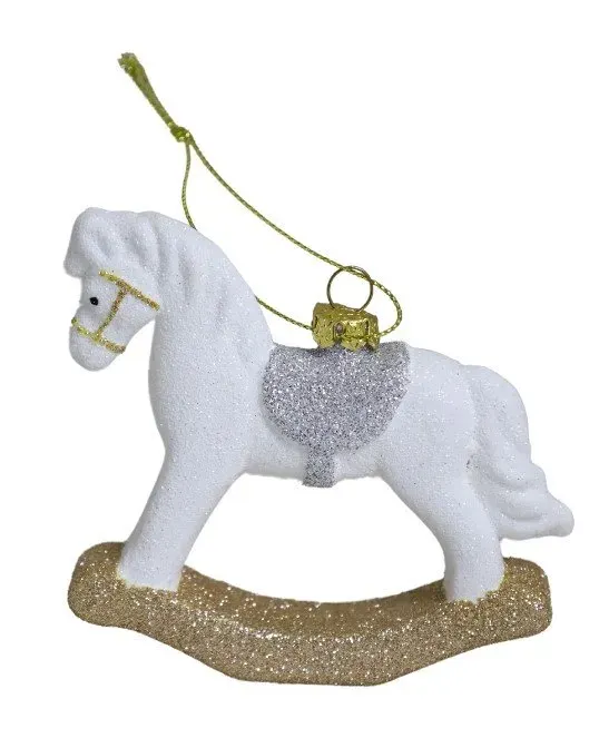 BOMBKA plastikowa KOŃ NA BIEGUNACH 8342 biało-złoty BOMBKA plastikowa KOŃ NA BIEGUNACH 8342 biało-złoty