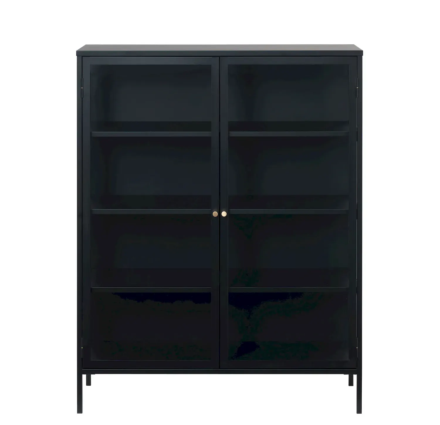 Witryna niska CARMEL 2-drzwiowa z przeszklonymi drzwiami i bokami 140 cm - czarna - UN_42280600