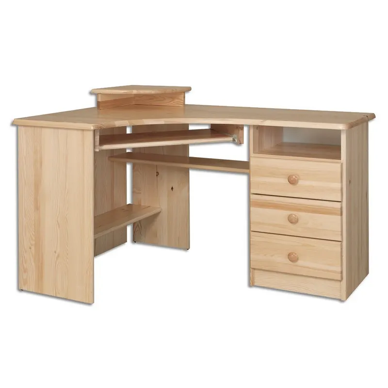 DREWMAX-BIURKO-SOSNOWE-BR107-NATURALNY-INT Biurko S130 W75 G90 sosna olcha DREWMAX