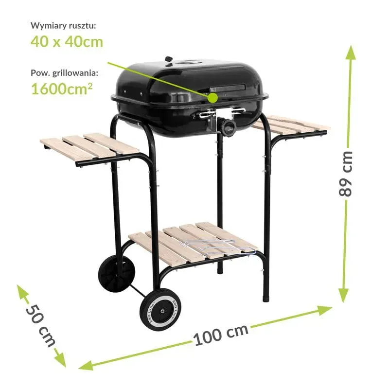 Grill węglowy z drewnianymi półkami MIR350 — zdjęcie 8