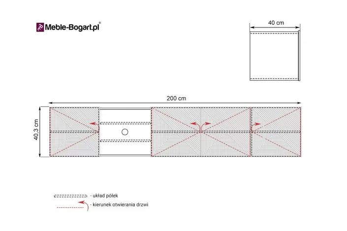 Szafka RTV ASHA 200 4D z wnęką - czarny mat - dąb artisan - ryflowany front - wisząca - B_149621
