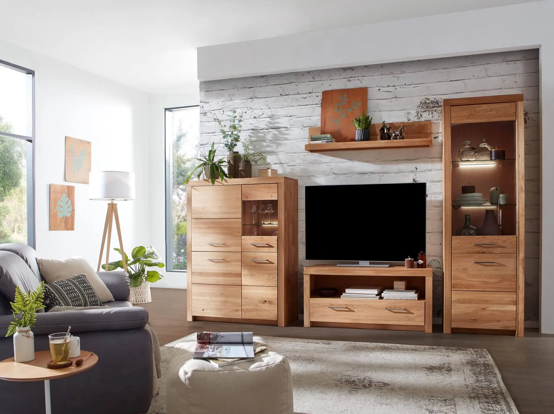 Szafka rtv z szufladą dębowa DOVE 118x56 - GK_1031691001