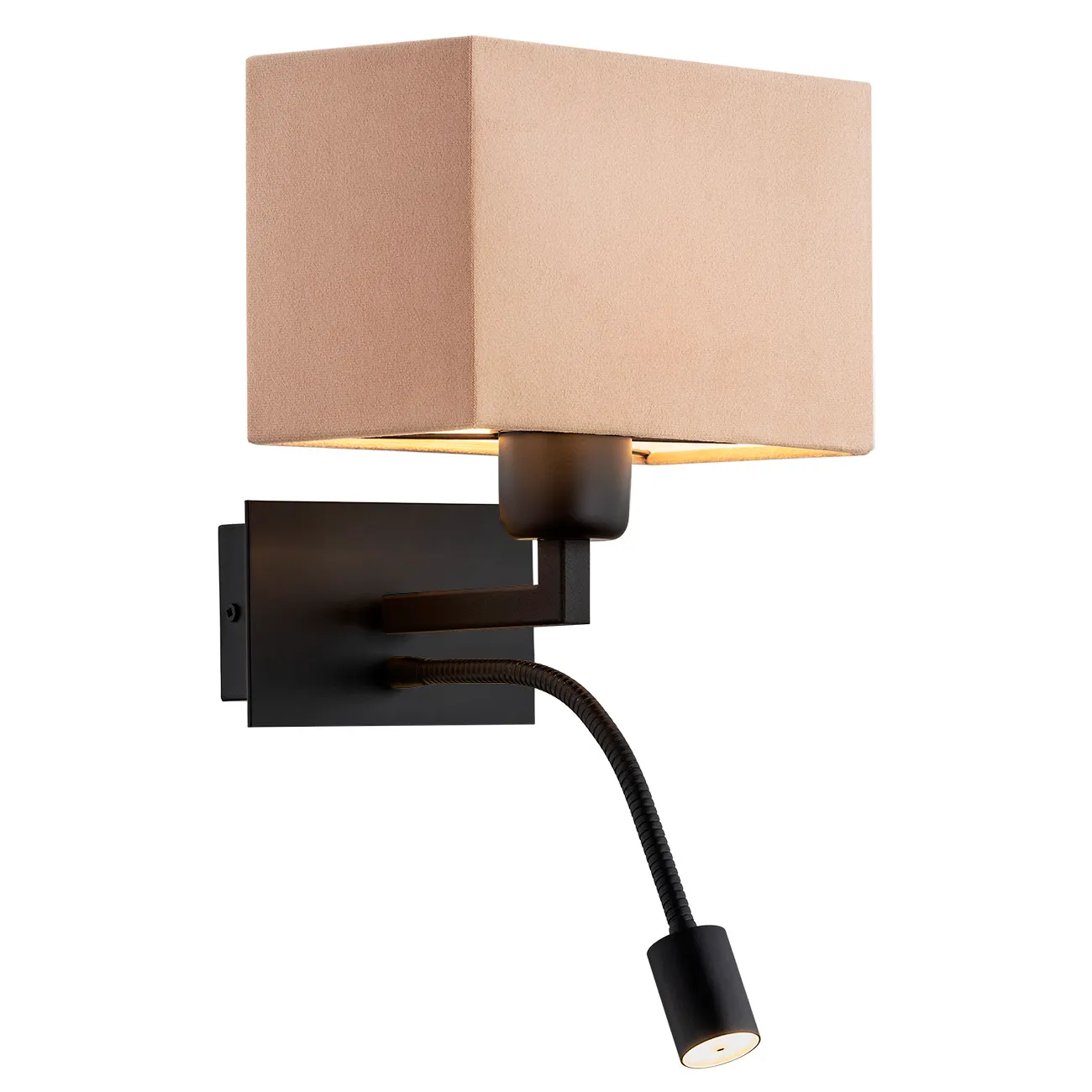 Kinkiet BILL czarny beżowy z regulowaną lampką do czytania