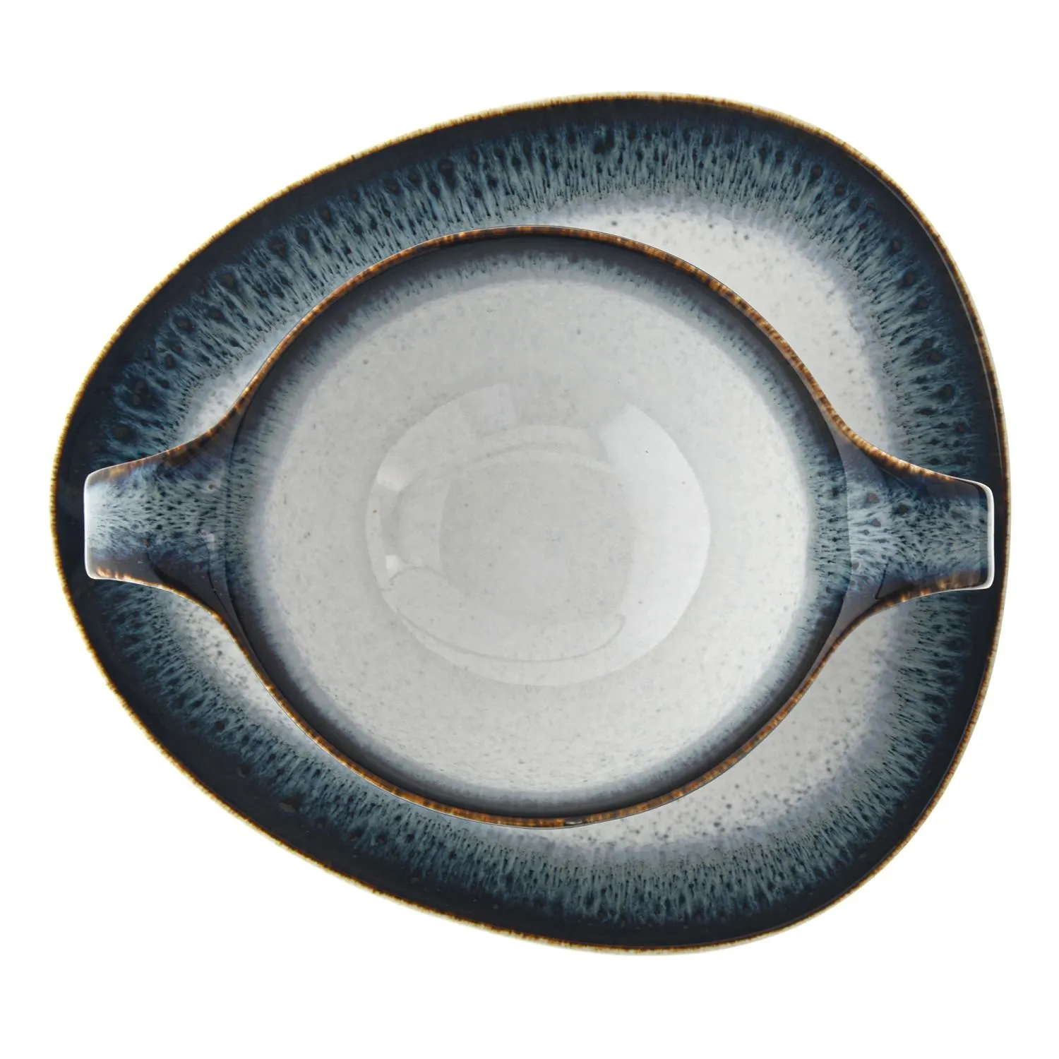 image talerz, serwetnik, niebieski, glazurowany, ceramiczny