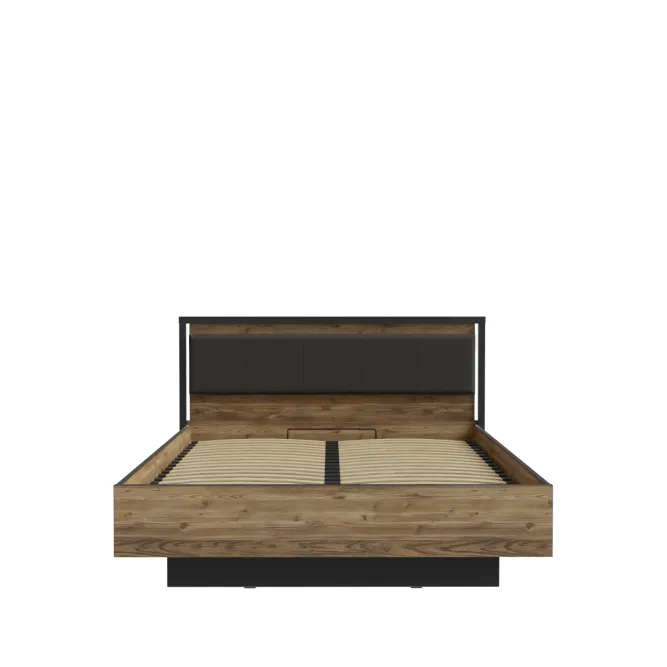 Łóżko z pojemnikiem HAYATO 160X200, świerk alpejski, czarny - HYTL1162B-M215