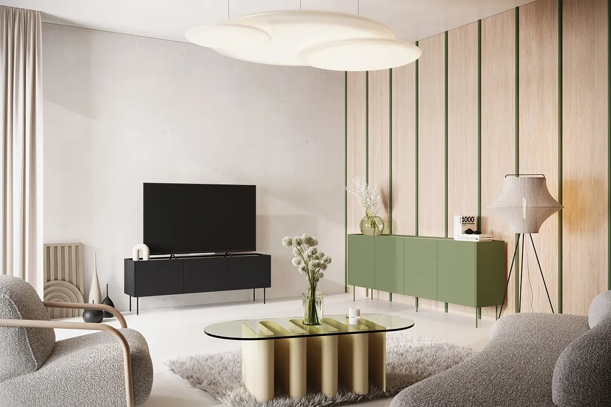 Komoda DESIN 220 z 4 szufladami - oliwka - dąb nagano - B_149002