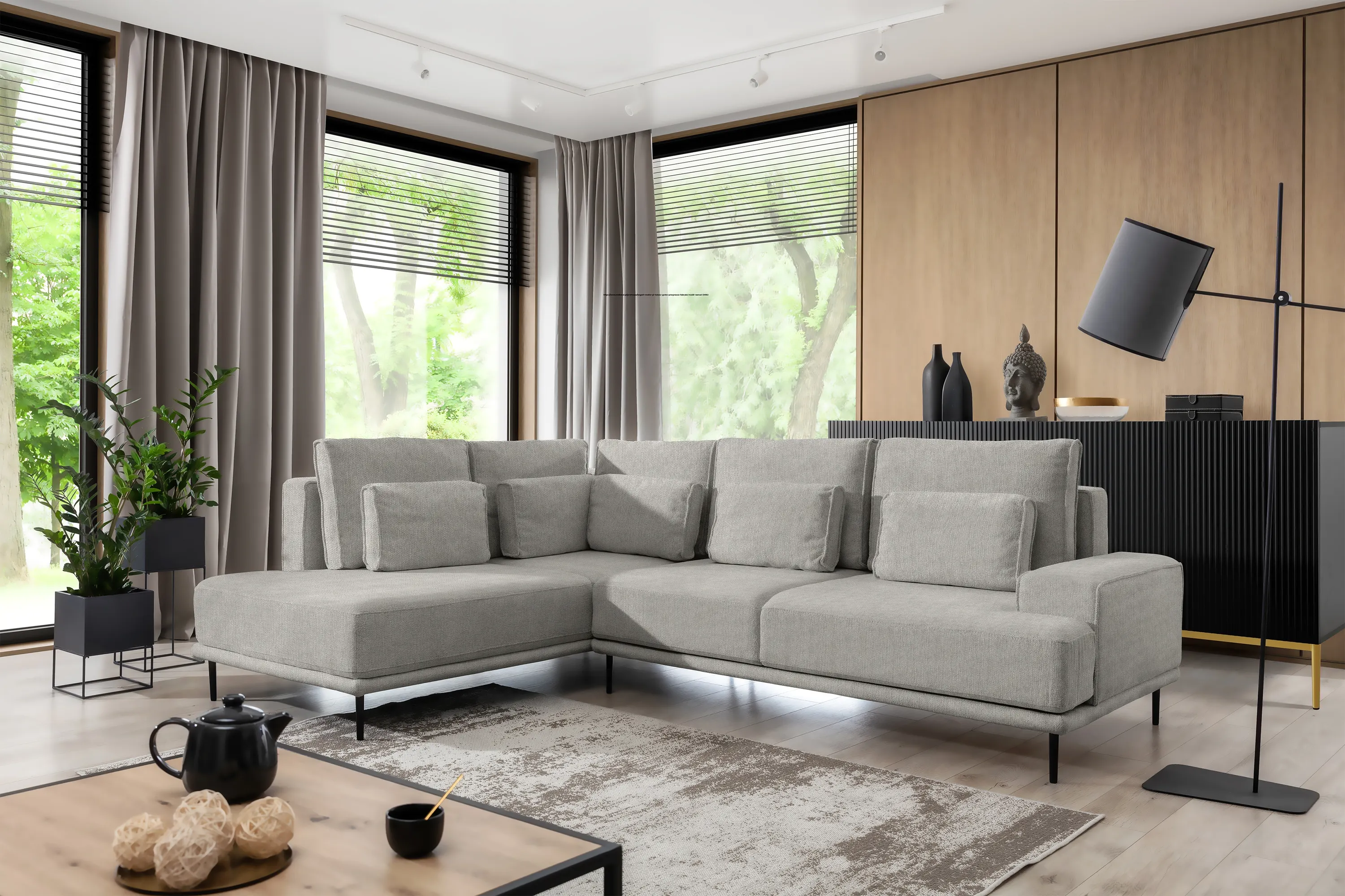 Narożnik rozkładany lewostronny NICOLE (Hevia 207.17) 280x200 cm z pojemnikiem szary - B_162373