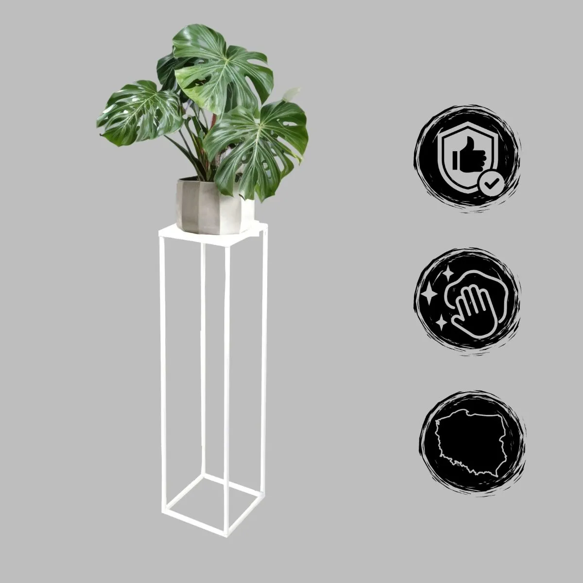 Kwietnik stojący metalowy EVRON L biały - LD_TZ000092