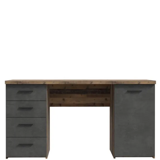 Biurko NET106 z szafką i 4 szufladami - beton, efekt dębu - MT926-C943