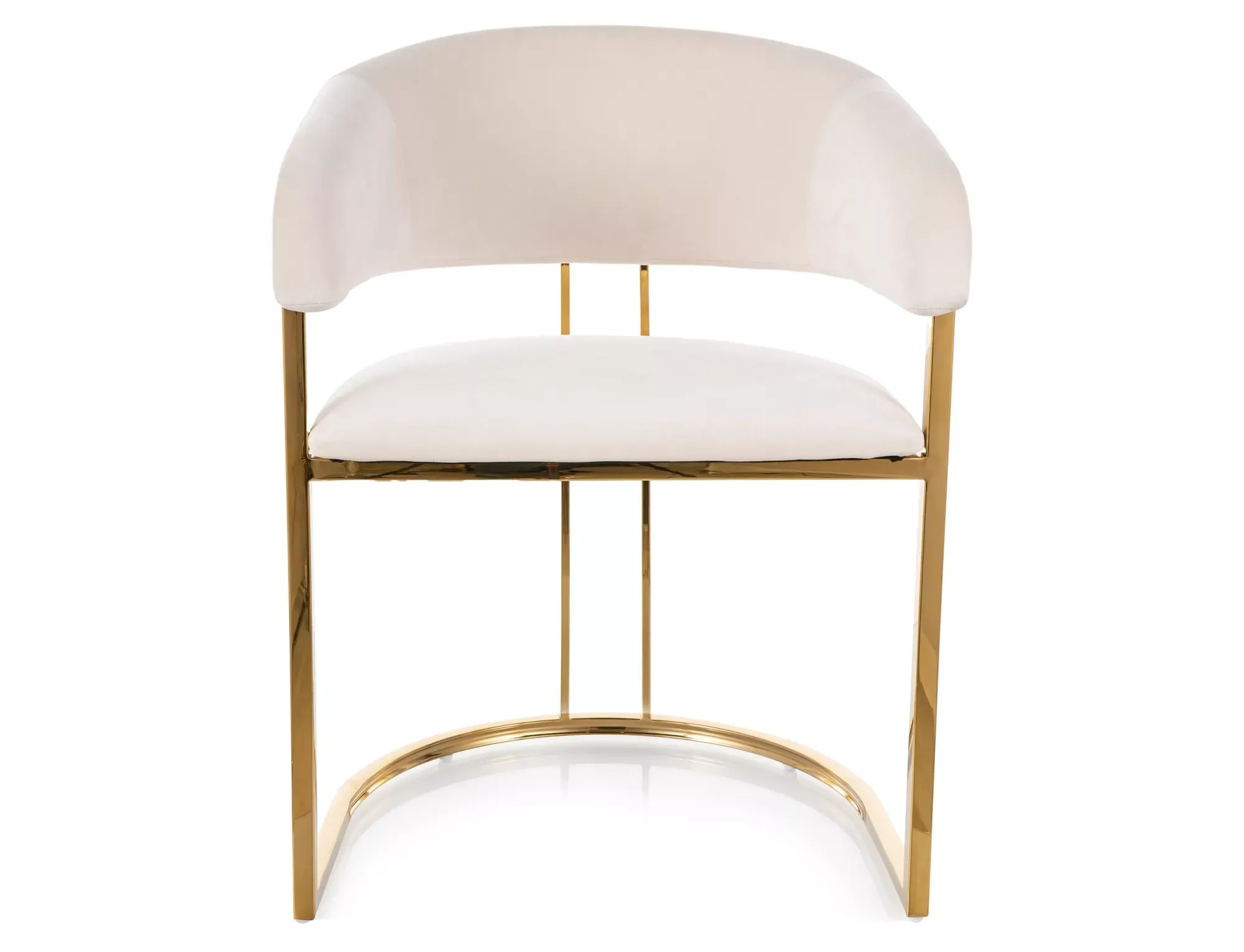 Krzesło tapicerowane TULIPE VELVET jasnobeżowe/złote nogi - TULIPEVZLJBE