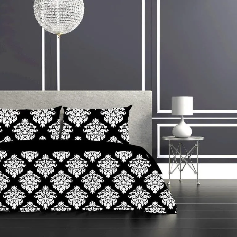 Pościel komplet GLAMOUR 007 bawełna 100% 160X200+2x70X80 biały czarny - FARO_15154