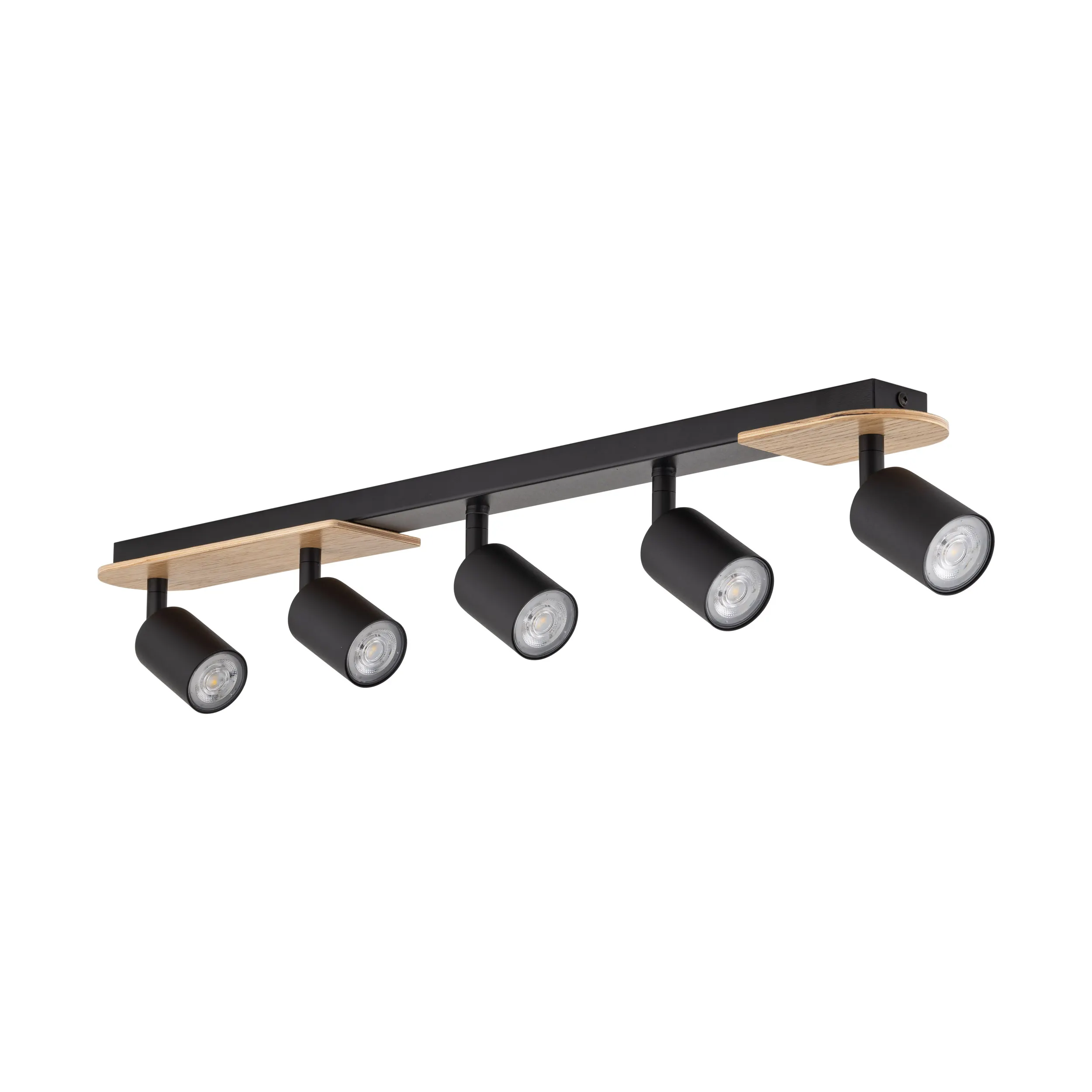 Lampa sufitowa COVER czarna na metalowej listwie z drewnianymi elementami regulowana 85x18x15cm - TK_5777