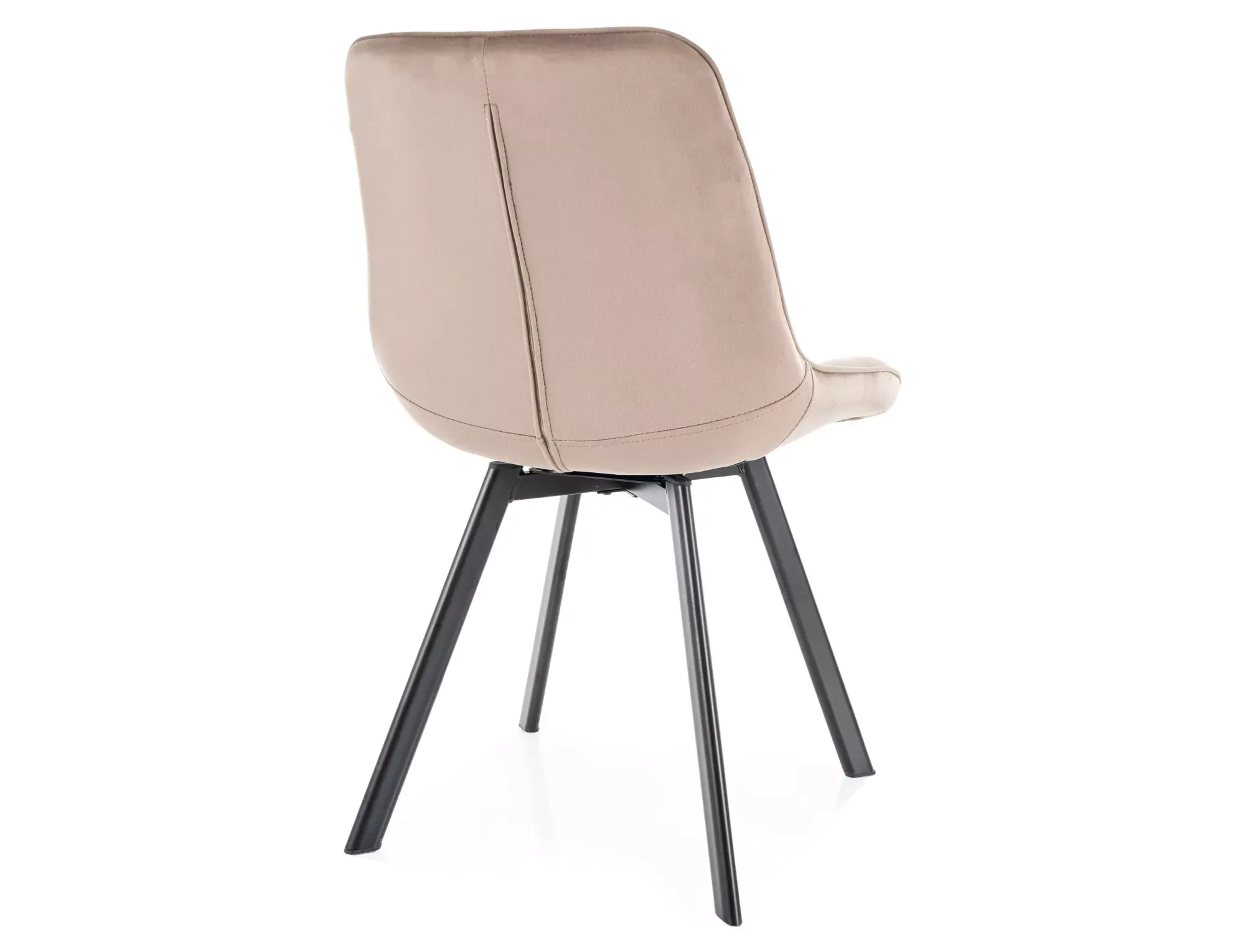 Krzesło tapicerowane MONTI VELVET pikowane ciemnobeżowe na czarnych nogach - MONTIVCCBE