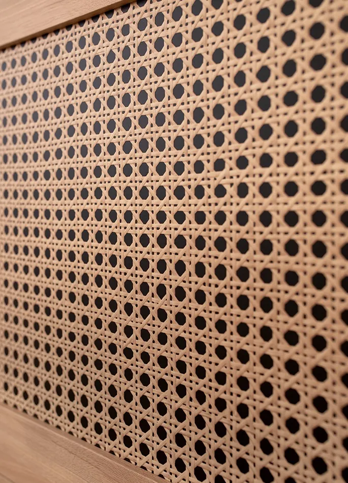 Komoda 2-drzwiowa z szufladami CESTINO 164 cm rattan/dębowy laminat - 6000000010974