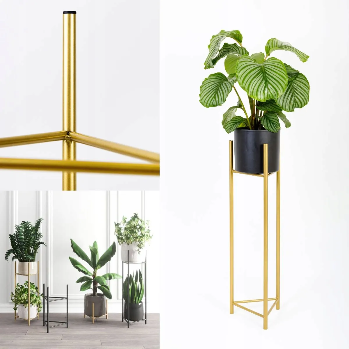 Kwietnik-stojak na donice metalowy SENS M złoty - LD_TZ000018