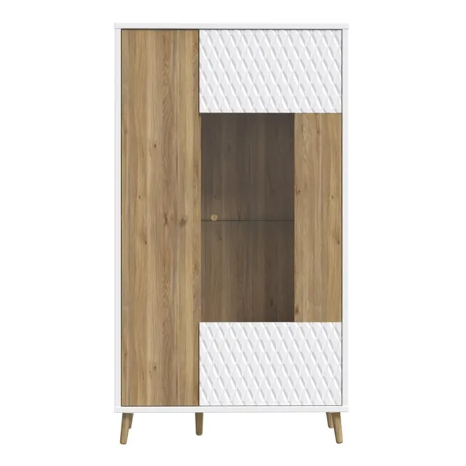 Witryna AKSANA P niska 2-drzwiowa - dąb mauvella, biały - AKNV621R-M992