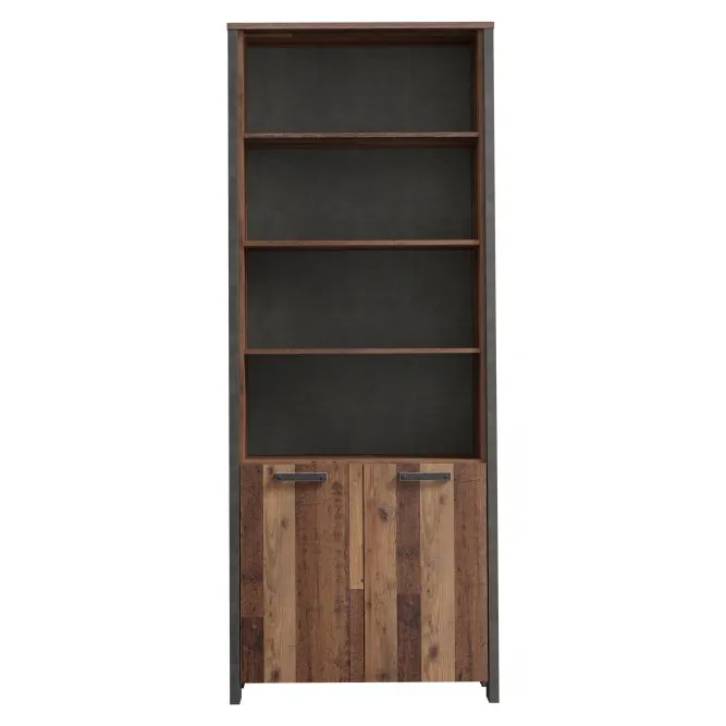 Regał wysoki CLIF z szafką - old wood vintage, beton - CLFR725-C546