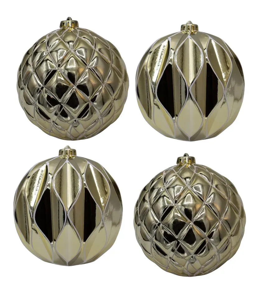 Komplet 4 bombek plastikowych złotych 8520