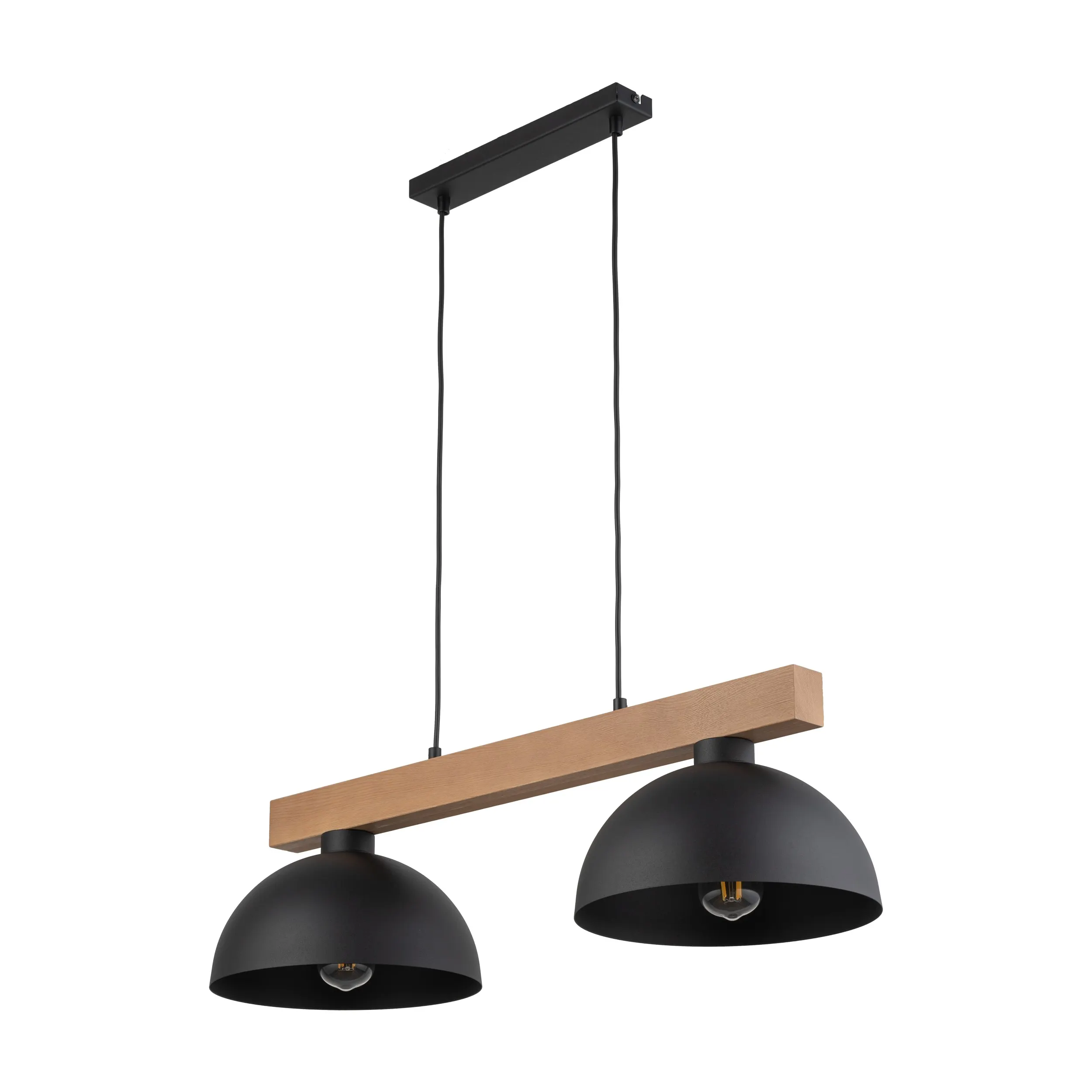 Lampa wisząca OSLO czarna z drewnianą listwą 120x83x33cm