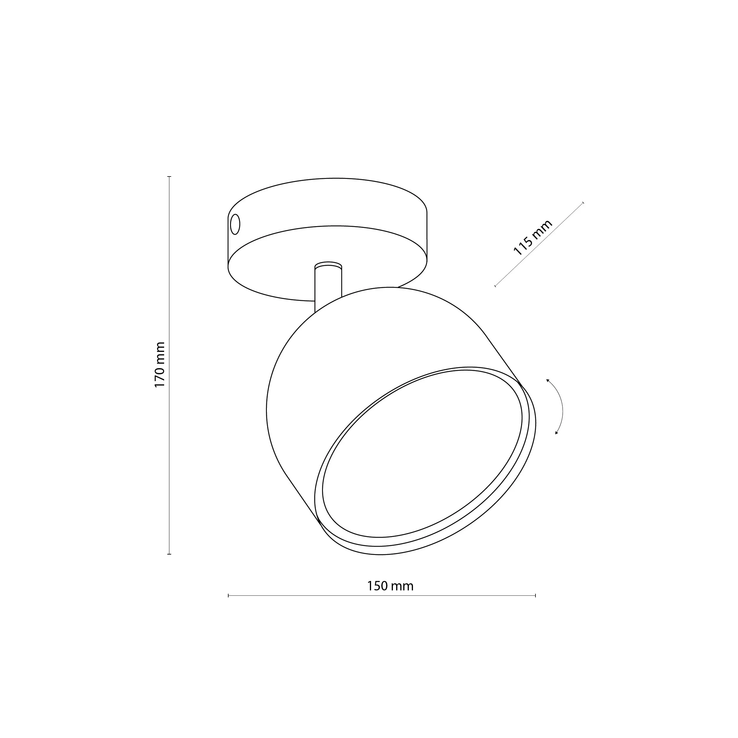 Lampa sufitowa ALTEA czarna z chromowanym elementem regulowana 17x15x11cm + żarówka - TK_6517