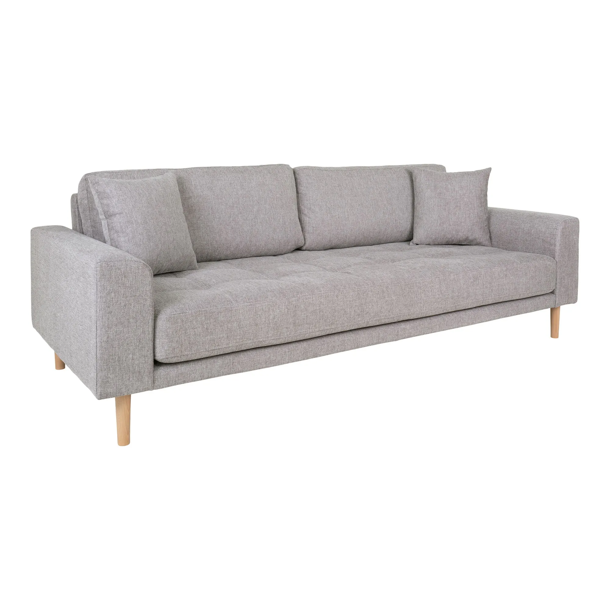 Sofa wypoczynkowa 3-osobowa LIDO jasnoszara, naturalne nóżki