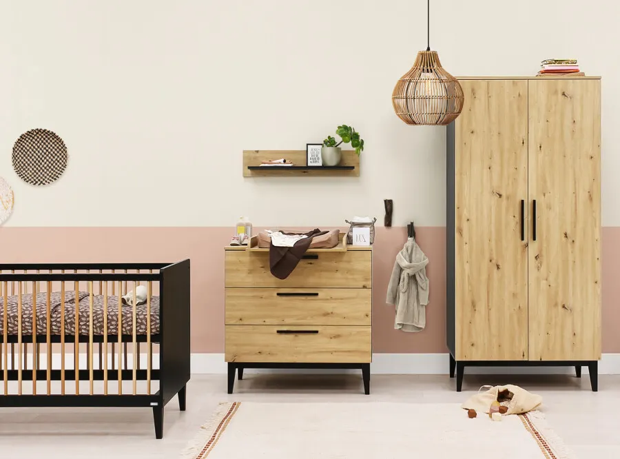 Półka ścienna XENA 80 cm efekt dębu/czarna - BAN_XEN-3